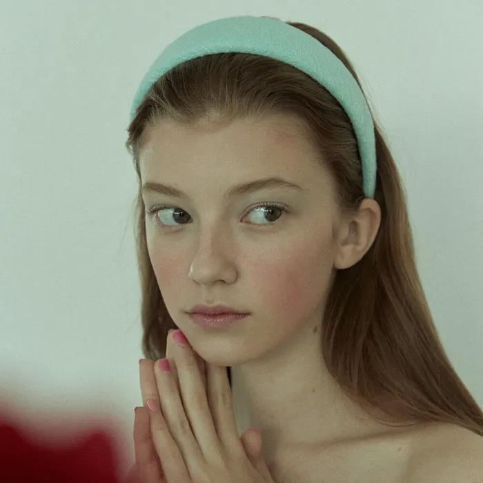 [Elizabeth Moments] Turquoise Green Tweed Headband