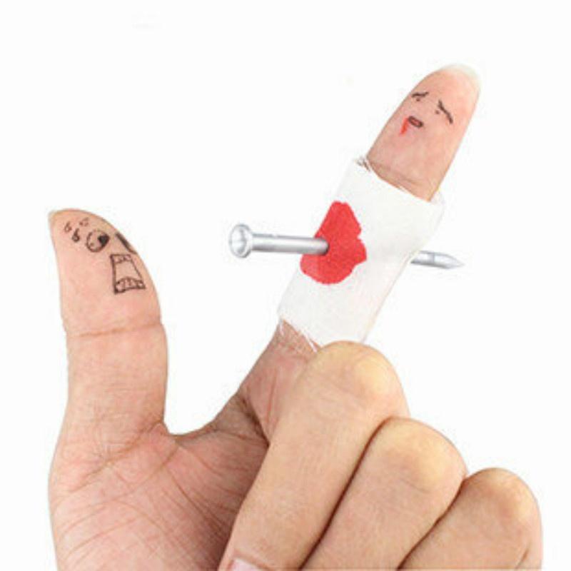 6PCS Whole Convenient New Prank Joke Toy Fake Nail Through Finger Trick Halloween Kids Children Gags Practical Jokes