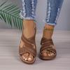 Plus Size Women's Shoes 24 Summer New Cross Strap Solid Color Beach Slippers