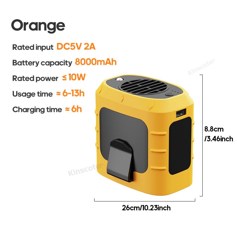 

8000 мАч уличный поясной вентилятор портативный многофункциональный кемпинговый вентилятор без лопастей подвесной шейный вентилятор со светодиодной подсветкой Power Bank оранжевый