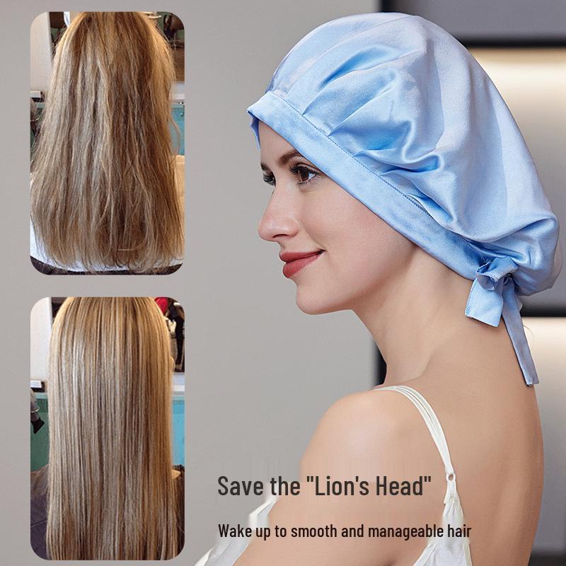 Silk Nightcap for Women's Hair Care - Adjustable, No-Mark Mulberry Silk Shower & Home Cap