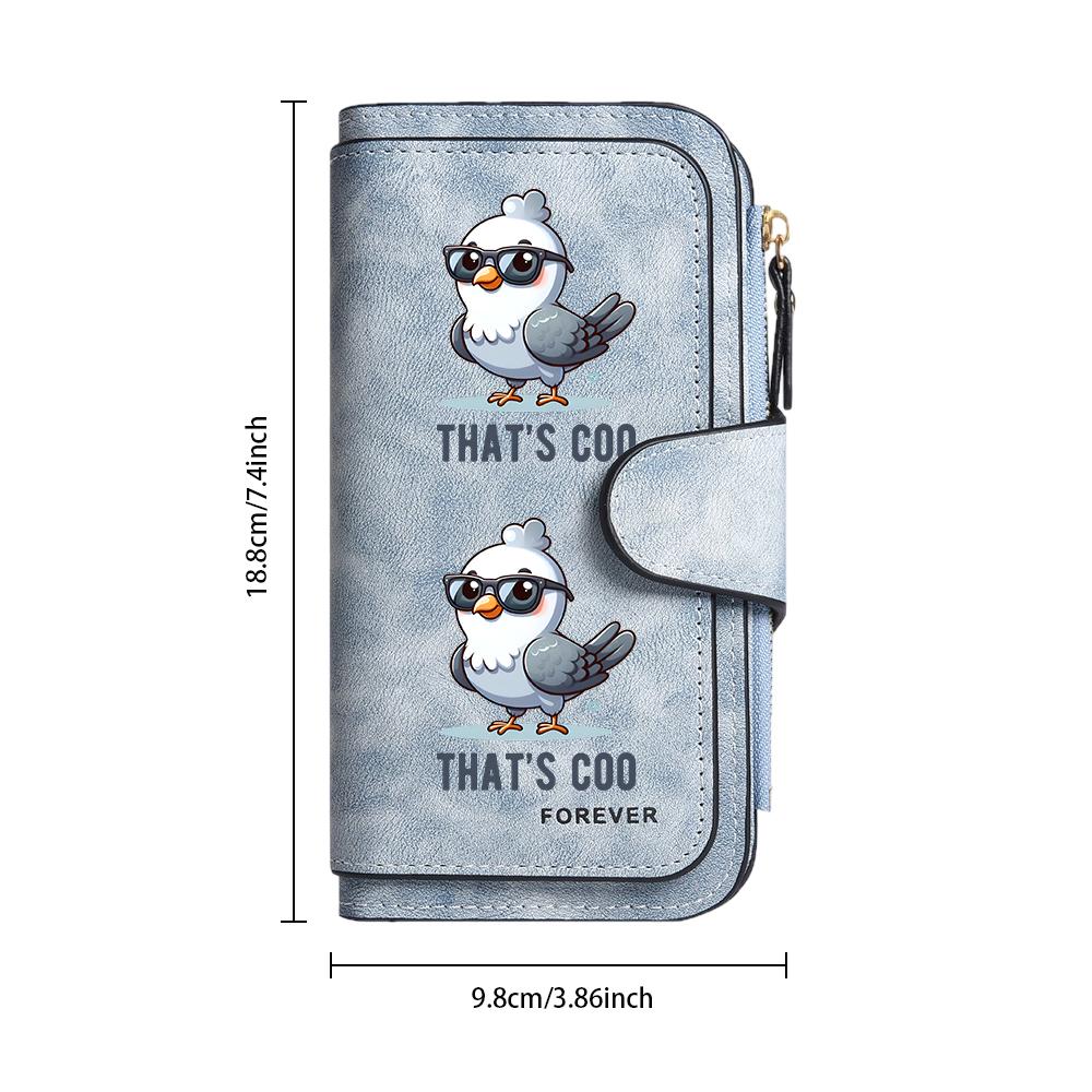 Cute Cartoon Pigeon Long Wallet Fashion Casual Zipper Card Holder Portable PU Leather Purse