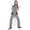 Striped Prisoner Cosplay Costume Jumpsuit For Halloween Stage Party Performance
