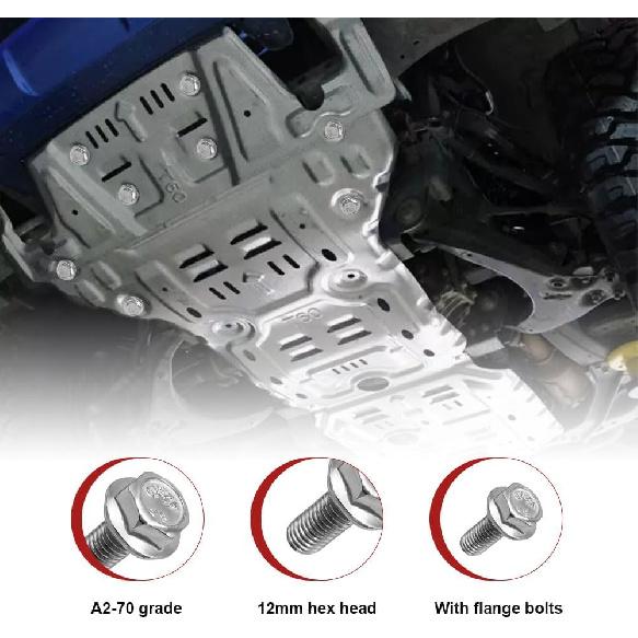 8PCS Car Top Front Skid Plate Bolts, 304 Stainless Steel 12mm Hex Head Auto Skid Plate Bolts, Car Accessories Replacement for 4Runner FJ Cruiser Land