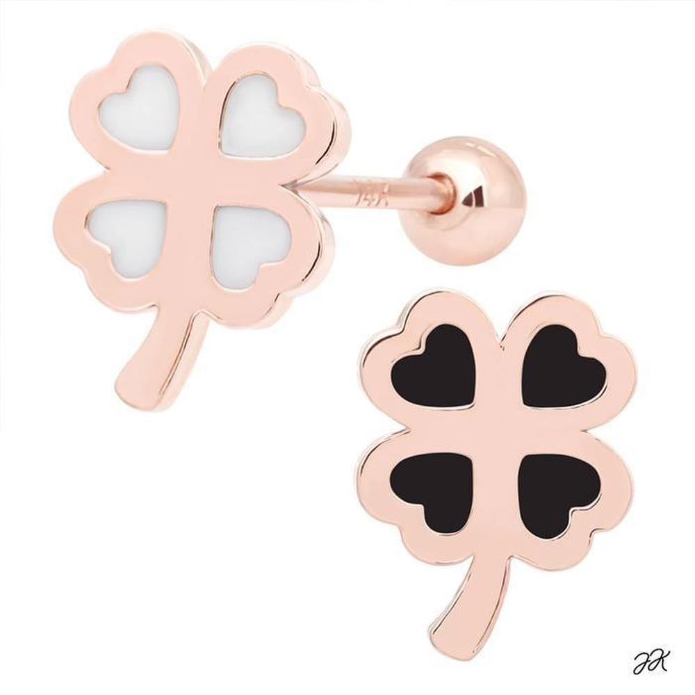 Lucky 14K Gold Needle Rose Gold Clover Epoxy Piercing (S8539266)