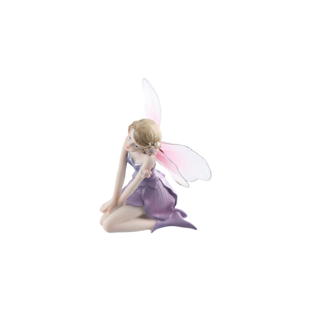 Resin Fairy Girl Miniature Purple Angel Flying Miniature Crafts Flower Fairy Figurine Home Decor