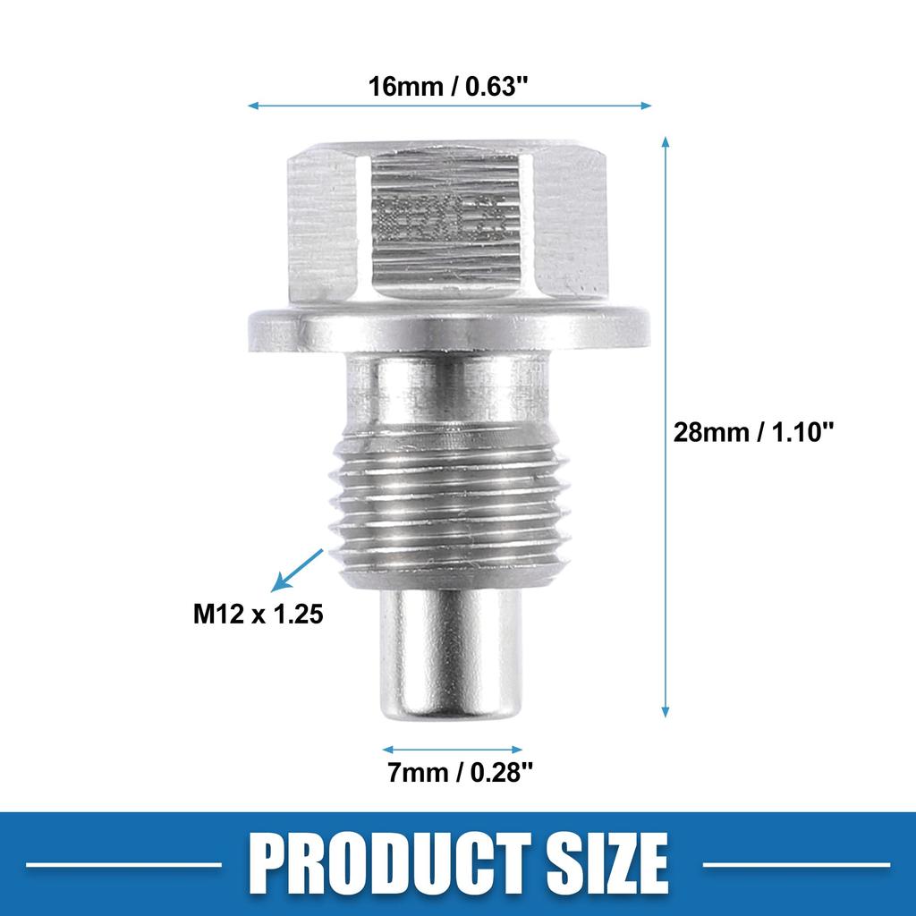 A ABSOPRO Car Engine Magnetic Drain Plug Stainless Steel with Copper Washers 2 Pack M12x1.25