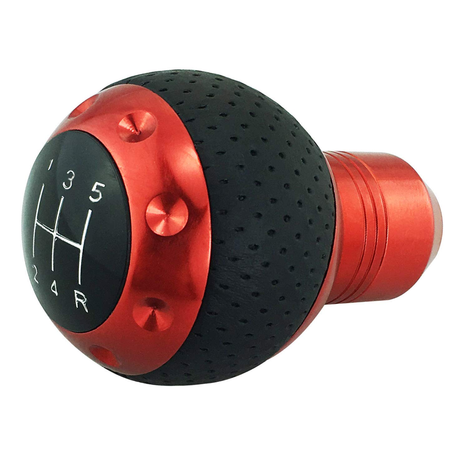 

Abfer Manual Shift Universal Car Gear Stick Shifter Head for Automotive Interior and 5-Speed Knob, (Black Red)