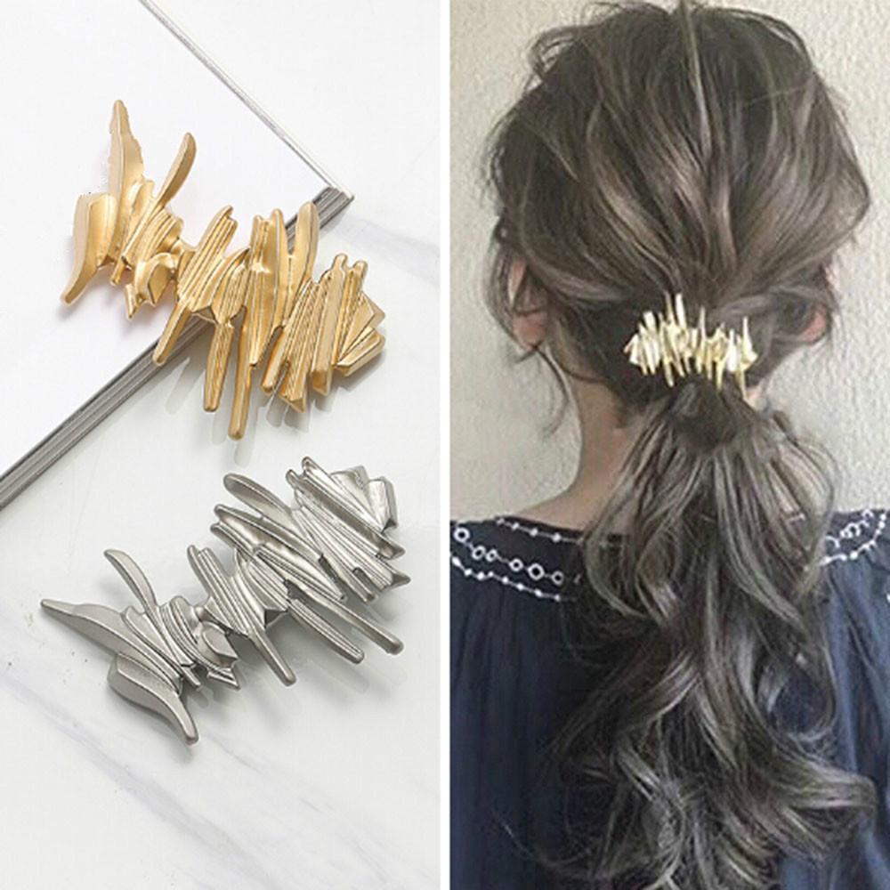 Women Hollow Bowknot Hair Clips Metal Gold Silver Color Tassel Hairpin Hair Accessories Geometric Ir