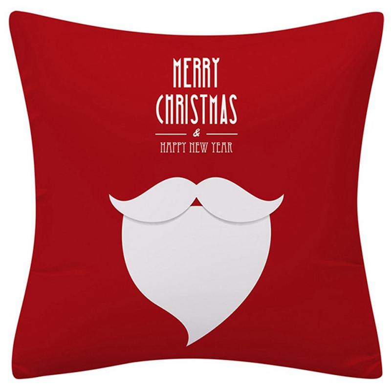 Happy New Year Christmas Decoration Print Pattern Cushion Cover Home Living Room Sofa Decoration Square Pillow Pillow Cover