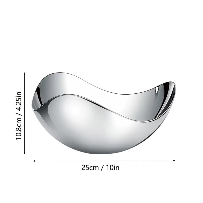 Große Servierschüssel aus Edelstahl, dekorative Obstschale, Salzschale aus Metall, Aufbewahrungsteller für die Heimdekoration, Wohnzimmertisch