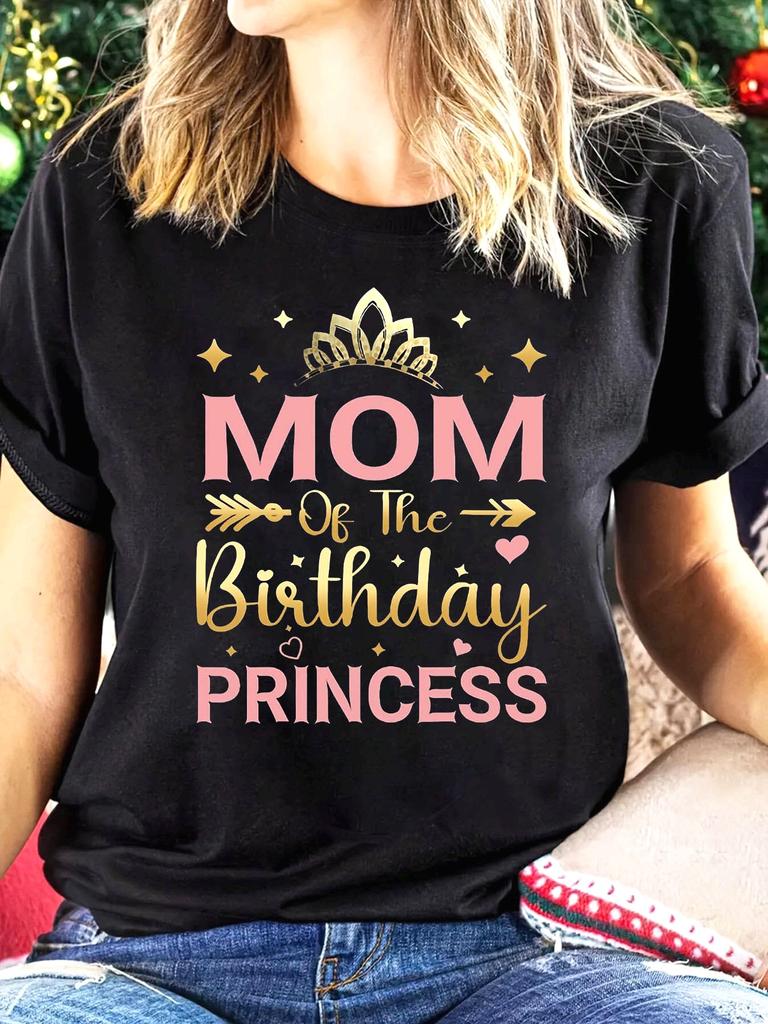 Mom of the Birthday Princess Crown T-shirt