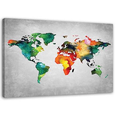 Impression sur toile Carte du monde colorée