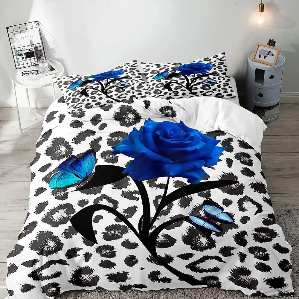 Luxury Leopard Duvet Cover Queen Bedding Sets, Black Comforter Quilt Cover, Cheetah Print Gifts for Men B