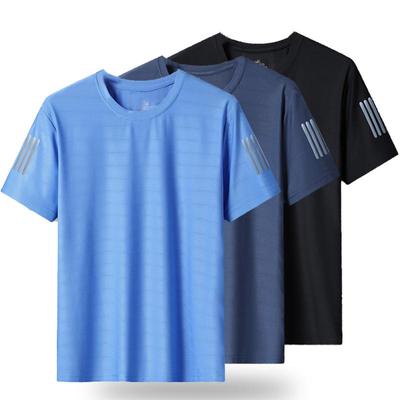 (L-8XL)Vyriški „Ice Silk Quick Dry“ sportiniai marškinėliai stovyklavimui Žvejybos marškinėliai apvalia kaklą, fitneso bėgimo treniruokliai