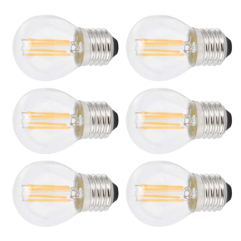 6Pcs Dimmable LED Lamp Bulbs G45 E27 4W Transparent Filament Bulbs for Home Lighting Warm Light 110V