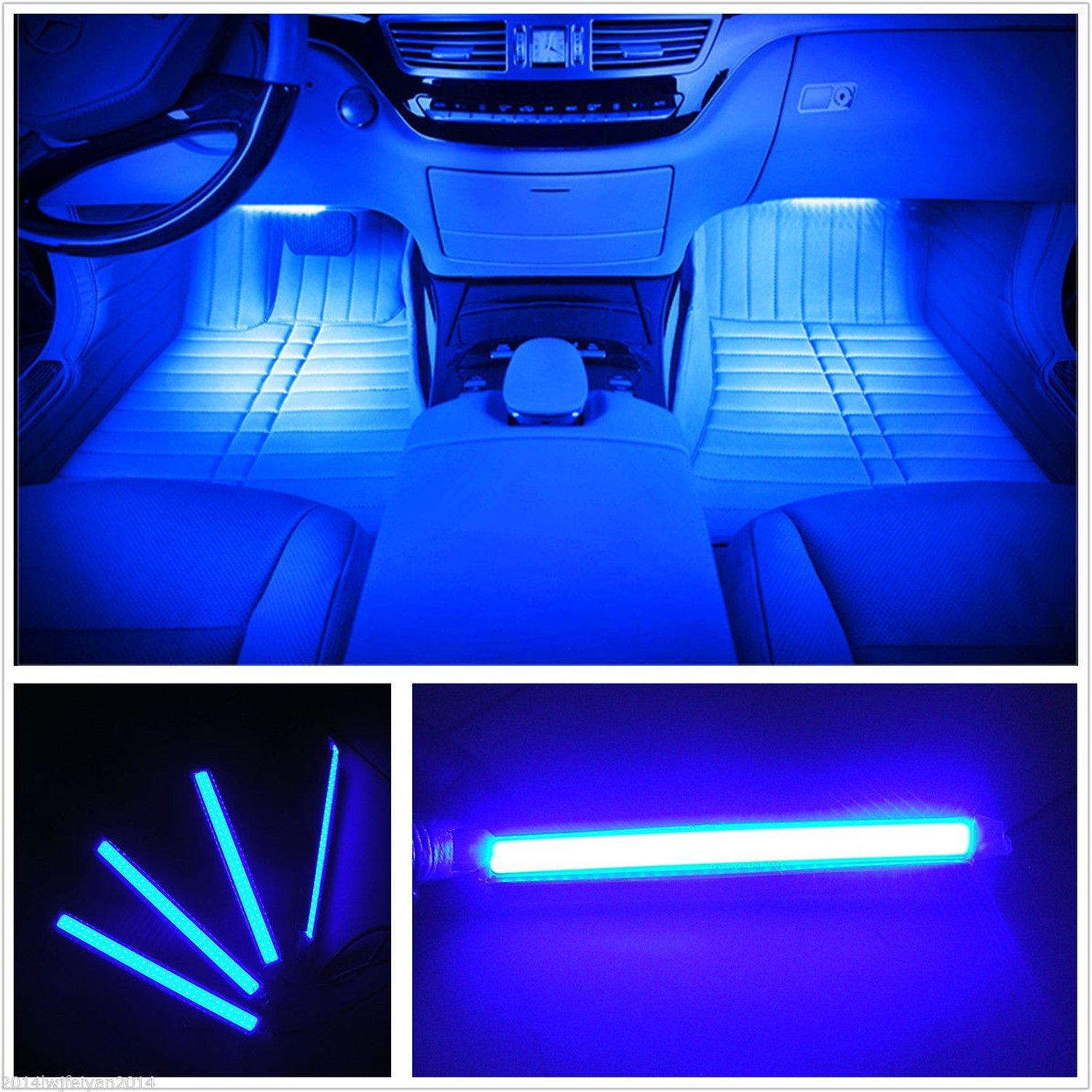 

SUPER CAR Car LED Strip 4 LEDs Interior Waterproof Car Neon Light DC 12V EJ s Lights, (36 LEDs), Lights, Under-Dash Lighting, Kit, Strip, (Blue) синий