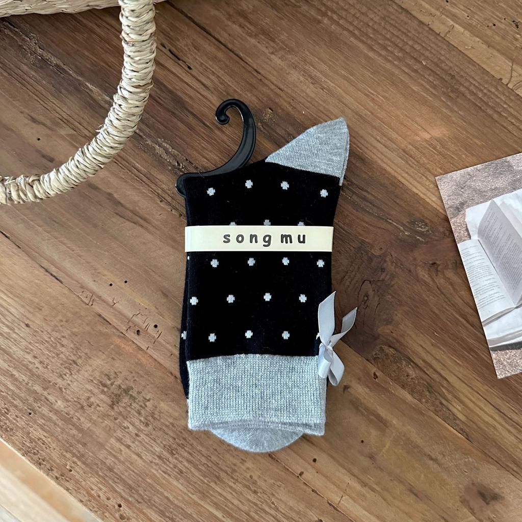 Women's New Autumn and Winter Bow in The Tube Pile Socks