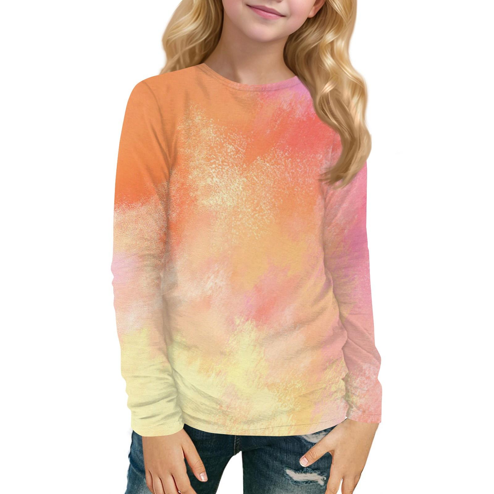 Children s Long-sleeved O-neck Top Printed Daily Casual 160 оранжевый