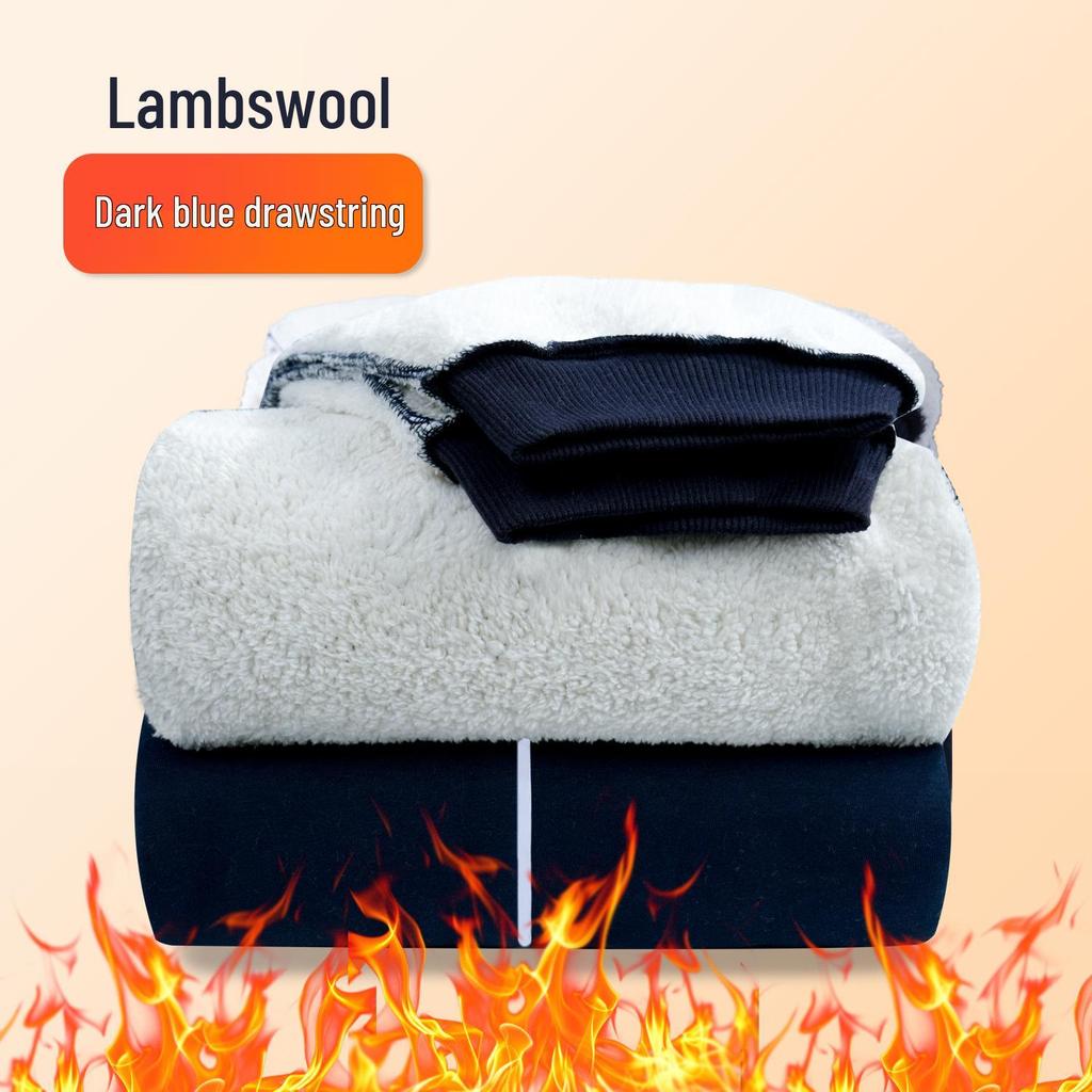 Navy Blue Fleece-Lined Kids' School Uniform Sports Pants with Stripes