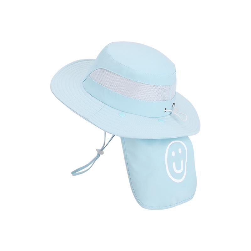 Summer Children's Hat Outdoor Outing Visor Solid Color Breathable Sunscreen Hat Large Brim Shawl Neck Bucket Hat