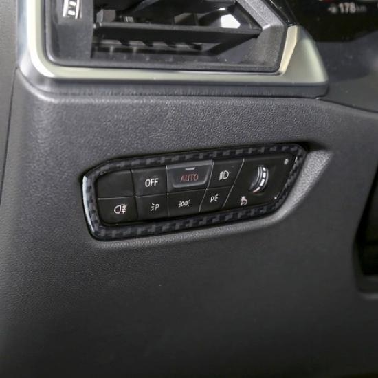 Glossy Carbon Fiber Car Front Headlight Switch Frame Sticker For BMW 3 G20 19-22