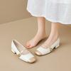 Square head single shoes women's summer word with thick heel color matching light mouth Mary Jane shoes