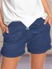 2025 Women's Casual Solid Color Straight-Leg Lace-Up Shorts