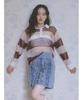 Furfur Rugby Border Mesh Pullover RWNT251137 Pink Women's