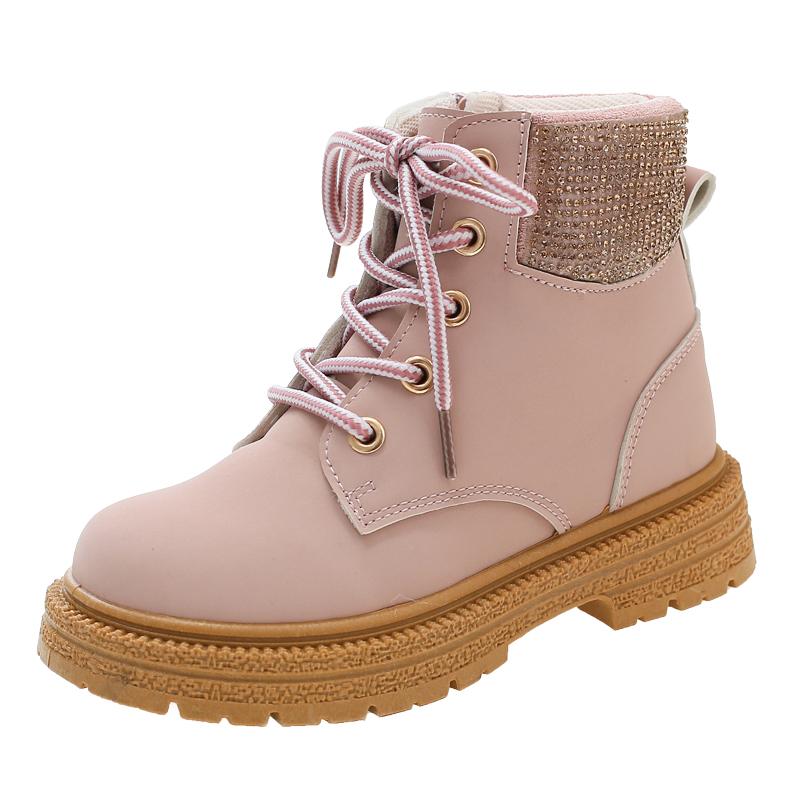 Britain Style Shiny 2024 New Unique Girls Boots Spring Autumn Kids Fashion Short Boots Toddler Shoes Classic Pink Black Yellow