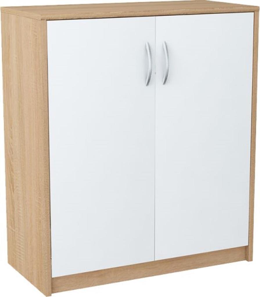 Chest Of Drawers 2D White-Sonoma Two-Door Shelf