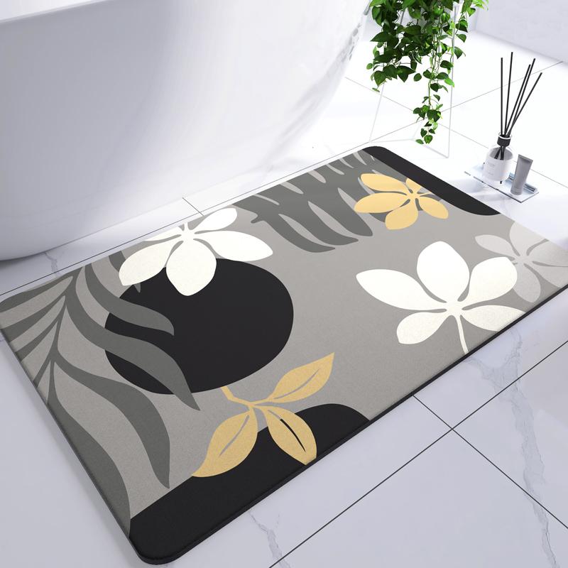 Diatomite Leaf Bath Mat Foot Mat Non-slip Bathroom Rug Absorbent Bath Carpet Quick Drying Shower Toilet Bathtub Doormat Washable