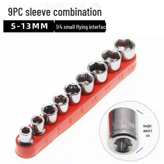 

Набор метрических торцевых головок из углеродистой стали, привод 1/4 дюйма, 5-13 мм, 9 предметов. 9-13MM socket set