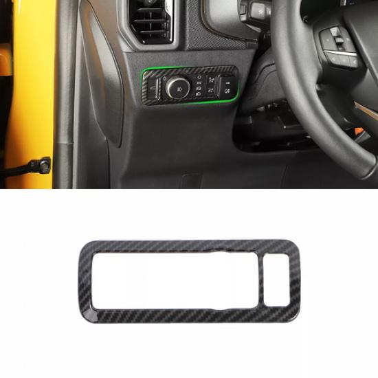 Head Light Switch Cover Trim for Ford Bronco Sport   Carbon Fiber Grain