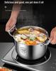 Extra Tall 316 Stainless Steel Stockpot with Anti-Overflow Lid, Large Capacity, No Coating, Perfect for Porridge, Steaming, and Stews.