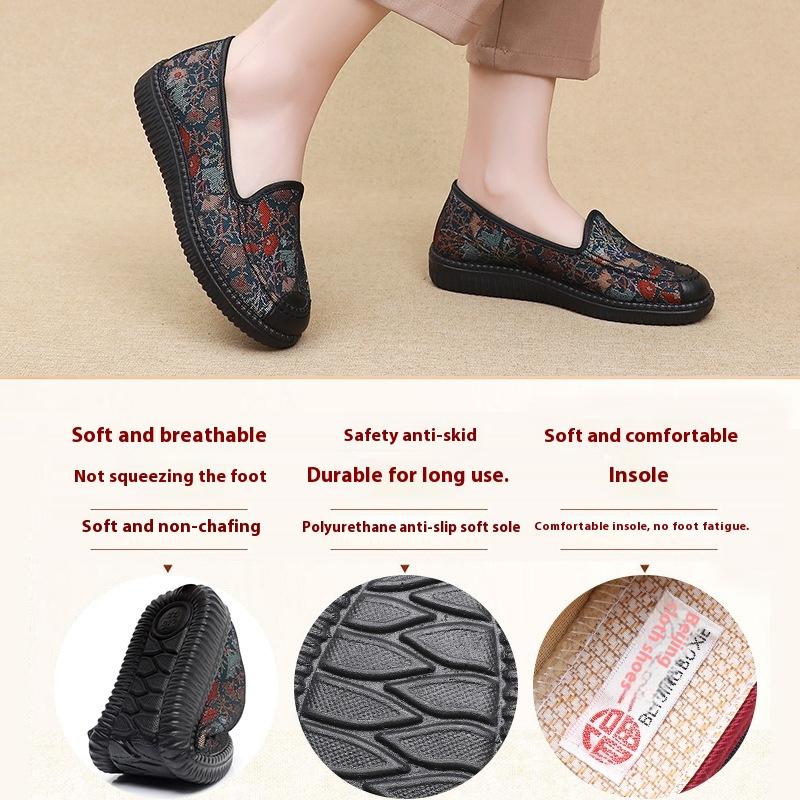 Stoffschuhe für Damen, Frühling und Herbst, Rutschfeste Schuhe mit weicher Sohle für Frauen mittleren und höheren Alters, Oma und ältere Menschen