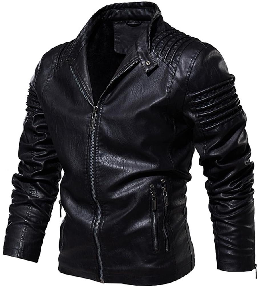 Laquest PU Leather Rider Single Winter Men's Jacket, Breasted, Spring, Autumn, (M, Black)