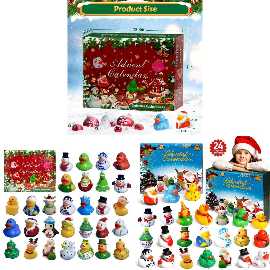 Christmas Kids Bath Toys Set With Squeaky Rubber Ducks For Holiday Play