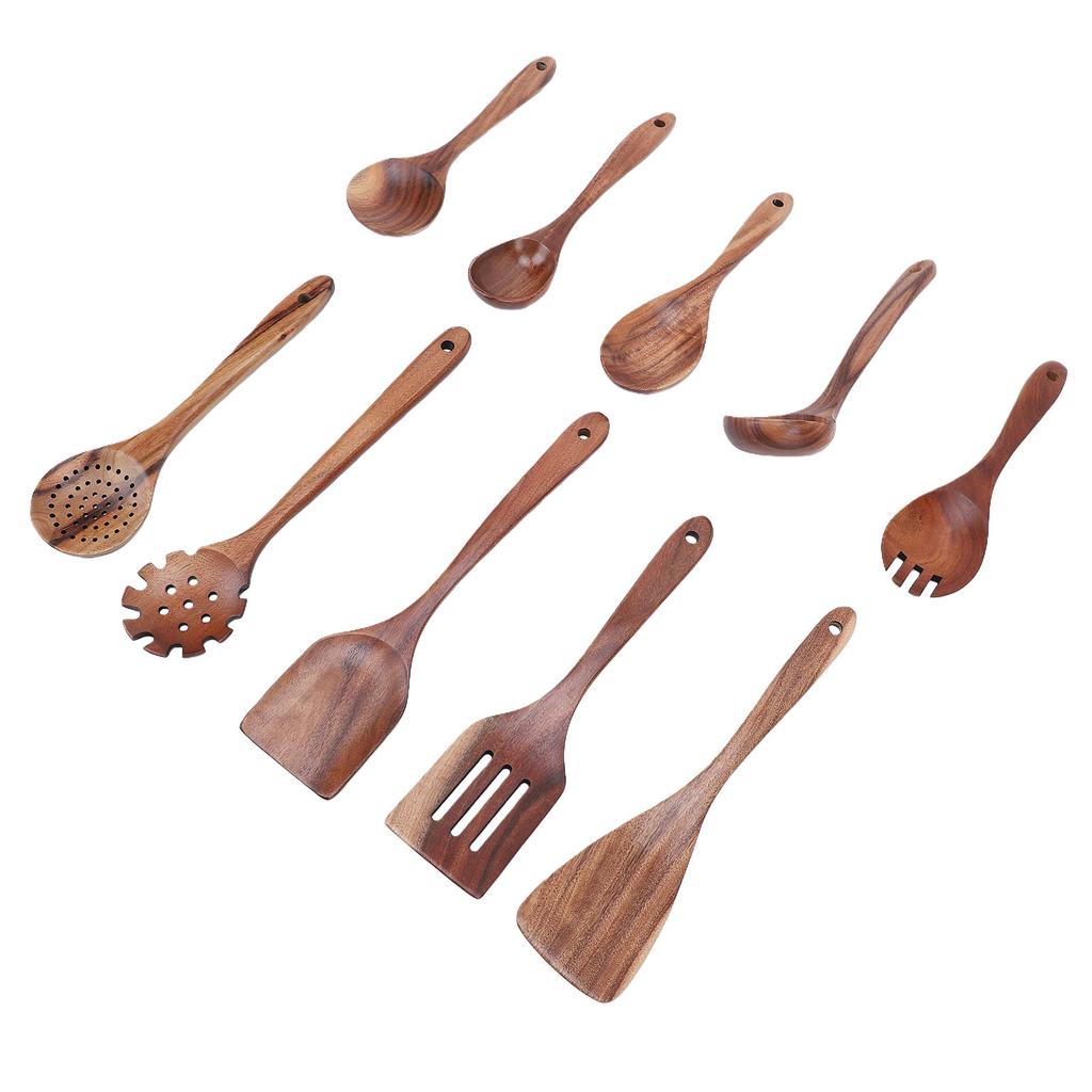 Wooden Spoons for Cooking Teak Wood Kitchen Utensils Set with Spatulas Multi Purpose Easy To Clean