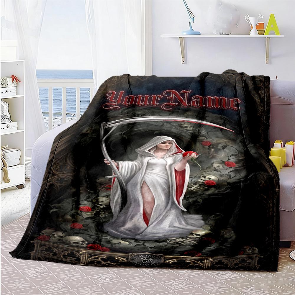 Gothic Illustrations Personalized Text Blanket Cozy Personalized Blanket Warmthful Decor Great for Bedding Office Chair Bed Office