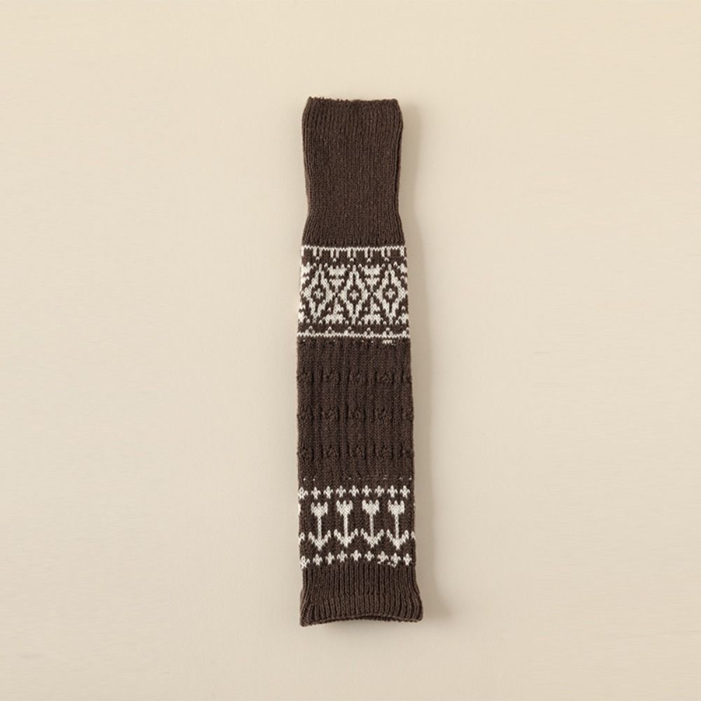 Thicken Maillard Leg Warmer Patchwork Knitted Leg Covers Retro Lattice Stockings Fall Winter