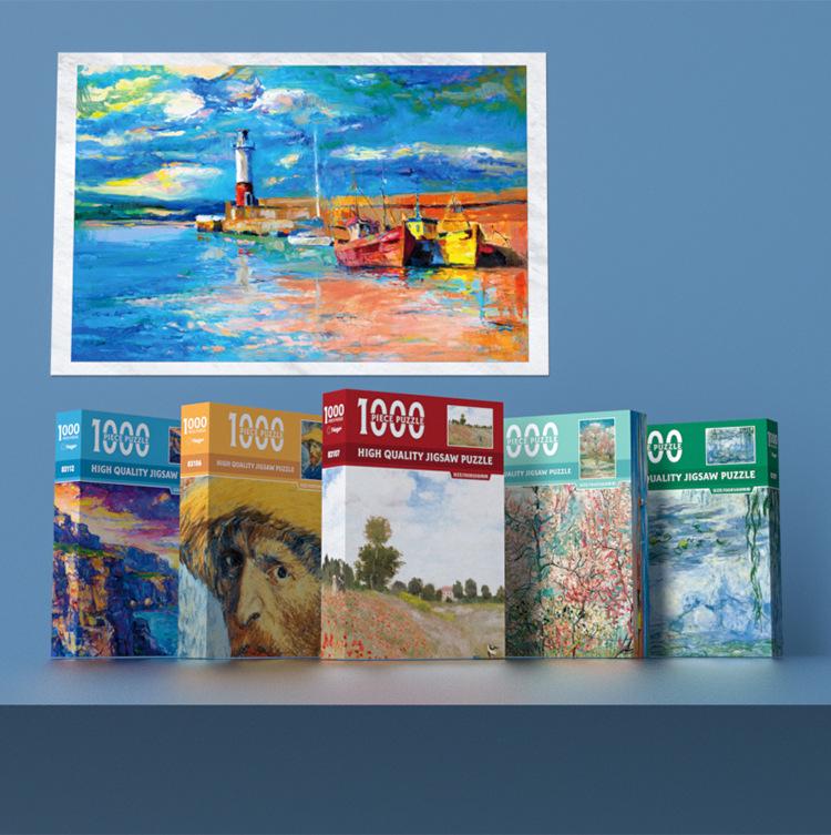 1,000-Piece High-Difficulty Jigsaw Puzzle for Adults - Stress Relief and Boredom Buster Featuring Famous Van Gogh Oil Paintings.