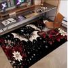Rose Floral Theme Soft Crystal Velvet Rug Custom Name & Text Print Non Slip Floor Rug for Bedroom Living Room