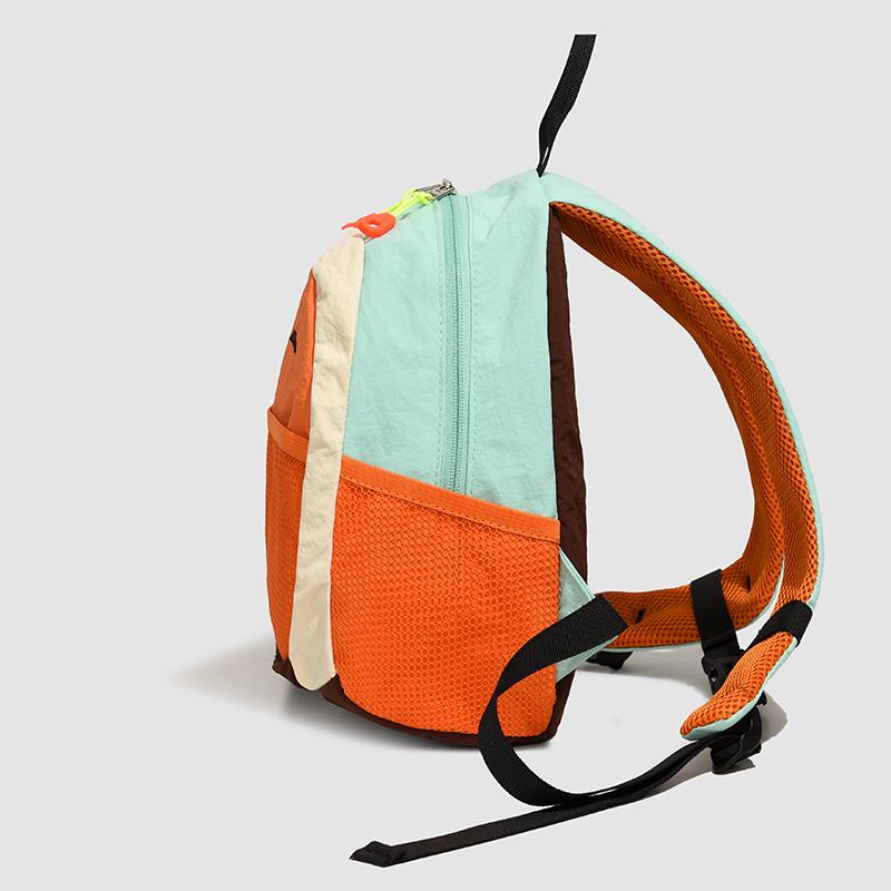 Colorblock Nylon Backpack with Mesh Pocket Lightweight Outdoor Daypack for Travel School Daily
