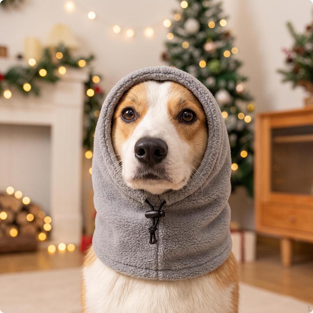 Warm Fleece Animal Hood with Drawstring | Cold-Weather, Dog Neck Warmer