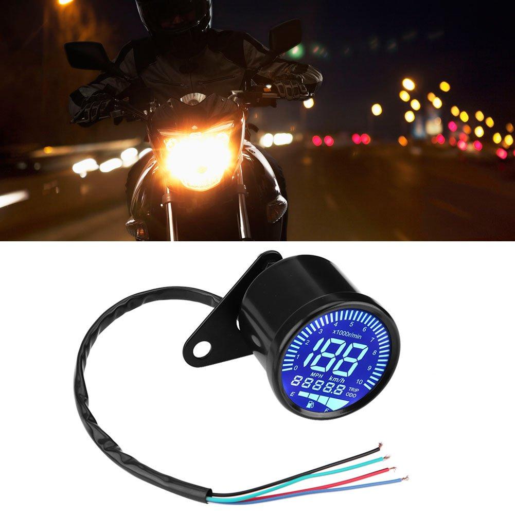 Digital Motorcycle Speedometer, Keenso 12V DC Universal Motorcycle LED Backlight Digital Speedometer Tachometer Speed Gauge Oil Level Meter Voltmeter
