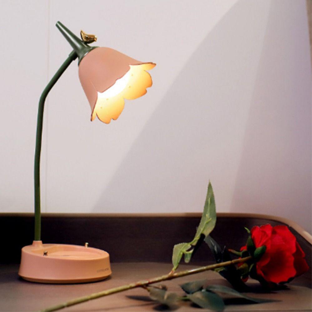 Adjustable Flower Shaped Lamp Rechargeable Battery Touch Control Table Light Decorative Lighting Vintage Bedside Reading Lamp