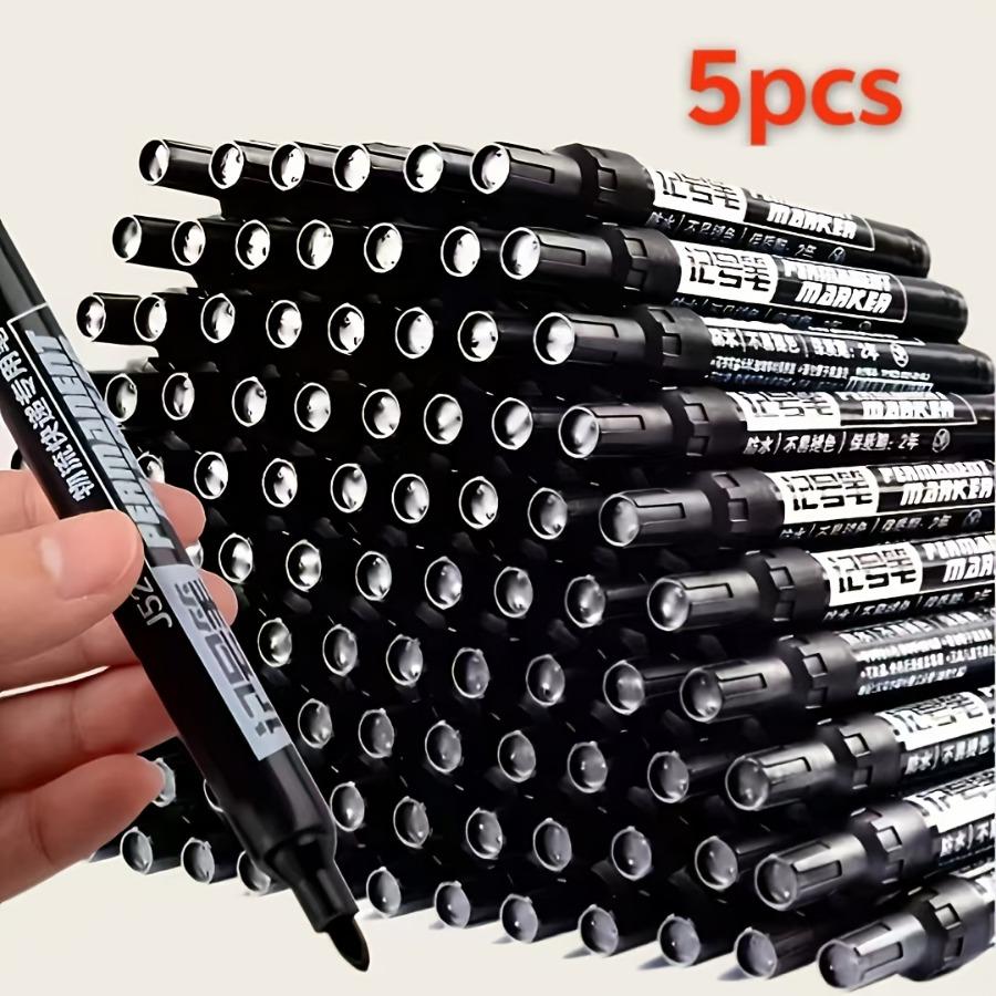 5-Pack Heavy Duty Permanent Markers - Industrial-Grade Quick-Drying Oil-Based Ink, Suitable for Labeling, Drawing, Office, Warehouse, Crafts