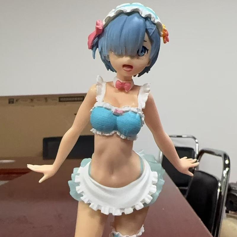23CM Rem Anime Figure Re Zero Hajimeru Isekai Seikatsu Kawaii Ram Crystal Wedding Dress Model Doll Toys BANDAI PVC kara Kid Friendly Entertaining Fun