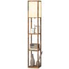 Floor Lamp with Shelves, 4 Layer Standing Lamp with USB Ports, 3 Colour Temperature, Rustic Brown